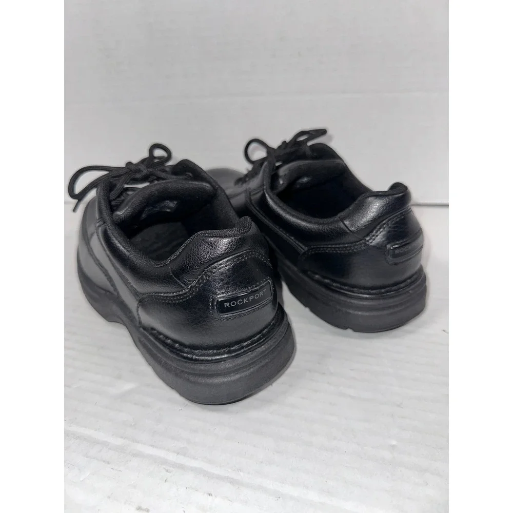 Rockport Mens 8.5 XW Black Leather Walking Shoes Lace Up Padded Collar‎ RP7210